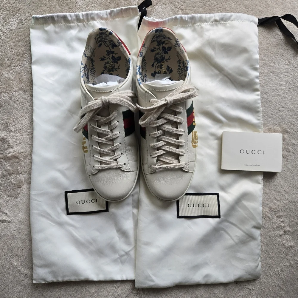 Gucci Ace 'GUCCY' SEGA Leather Sneaker Size 38 / US 8